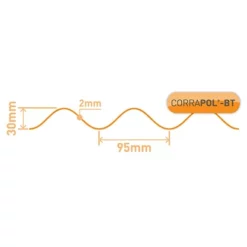 Clear Amber Corrapol-BT Corrugated Bitumen Roofing Sheet 930mm X 2000mm Red -JJ Roofing Supplies Shop corrapol bt sheet profile v1.01 t 1